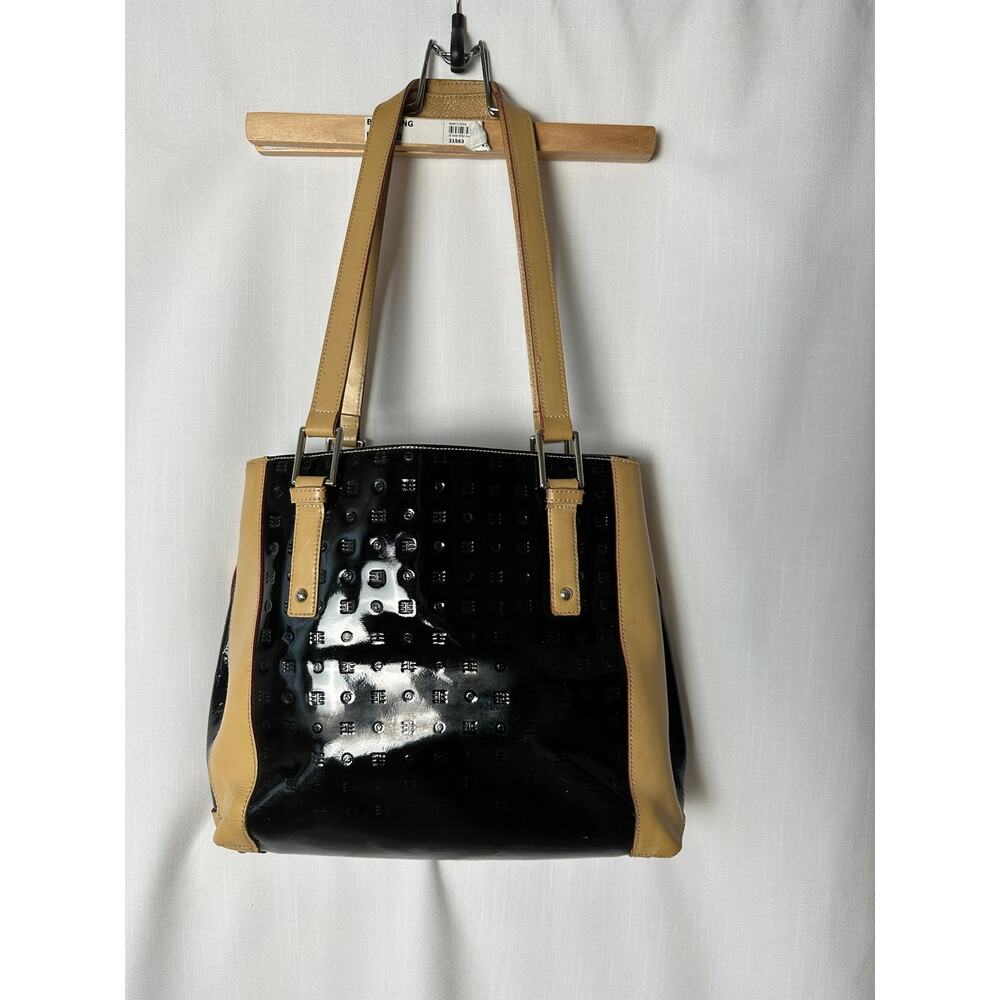 Arcadia Italian Black Patent Leather Luxury Designer Womens Shoulder Bag Tote